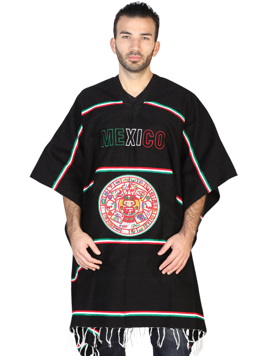 Artisanal Mexican Poncho 100% Acrylan Black