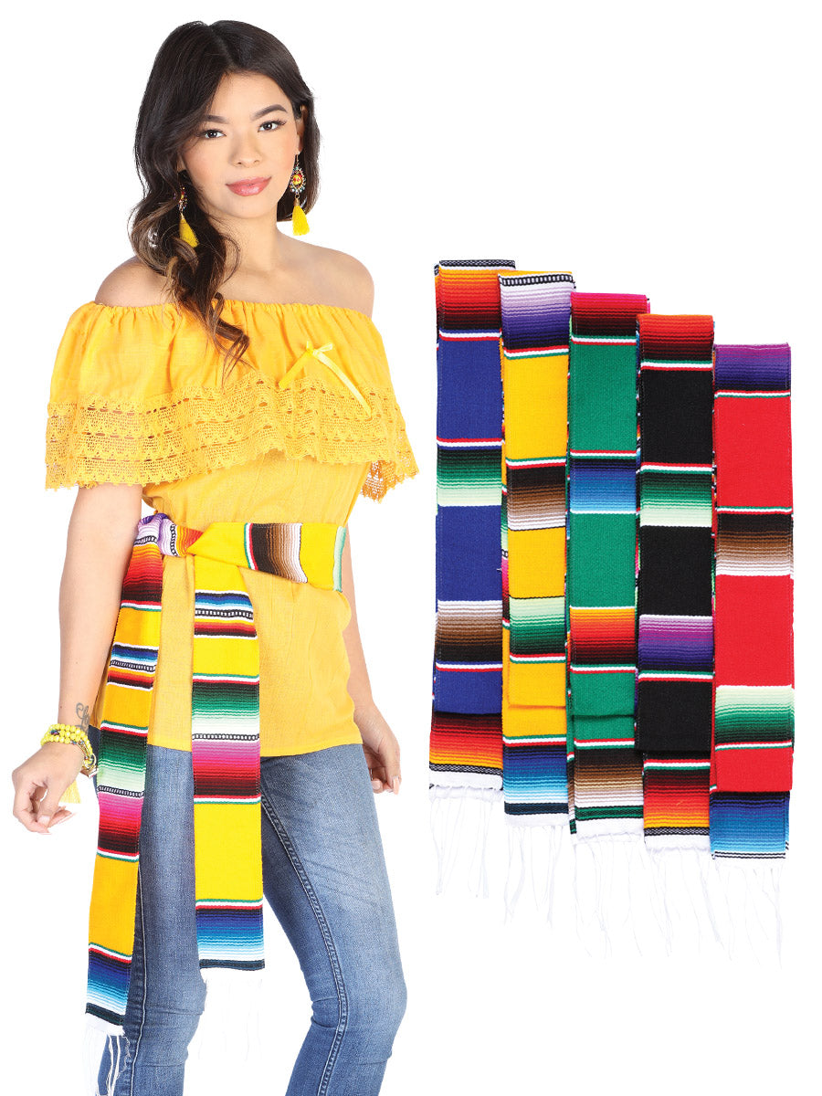 Artisanal Zarape Stole Cotton Polyester Multicolor