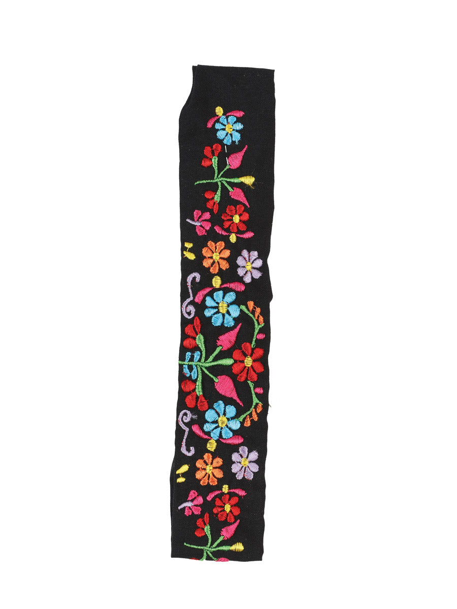 Elastic Embroidered Headband Black