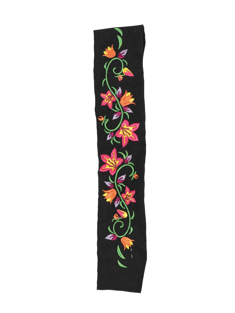 Elastic Embroidered Headband Black