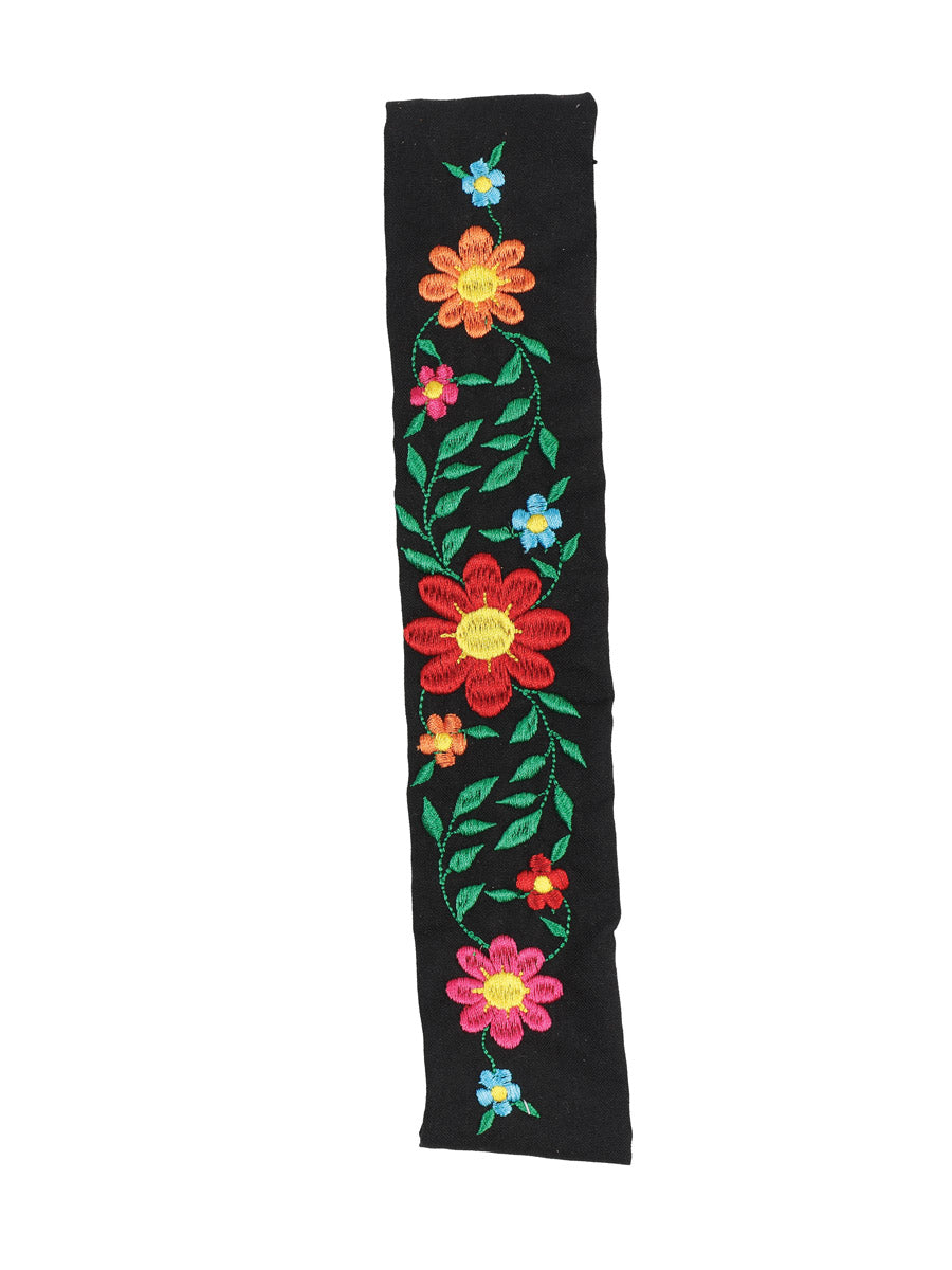 Elastic Embroidered Headband Black