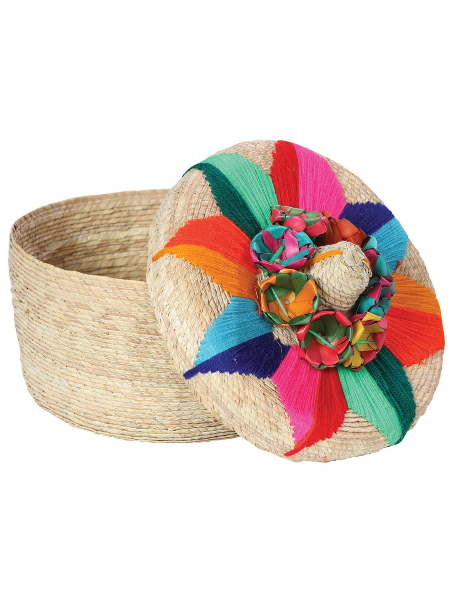 Artisanal Tortilla Warmer Palm Leaf Multicolor Flower