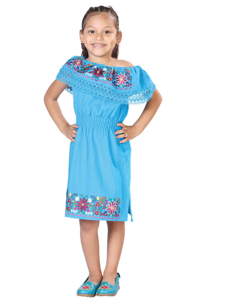 Artisanal Embroidered Dress 100% Cotton Fuchsia