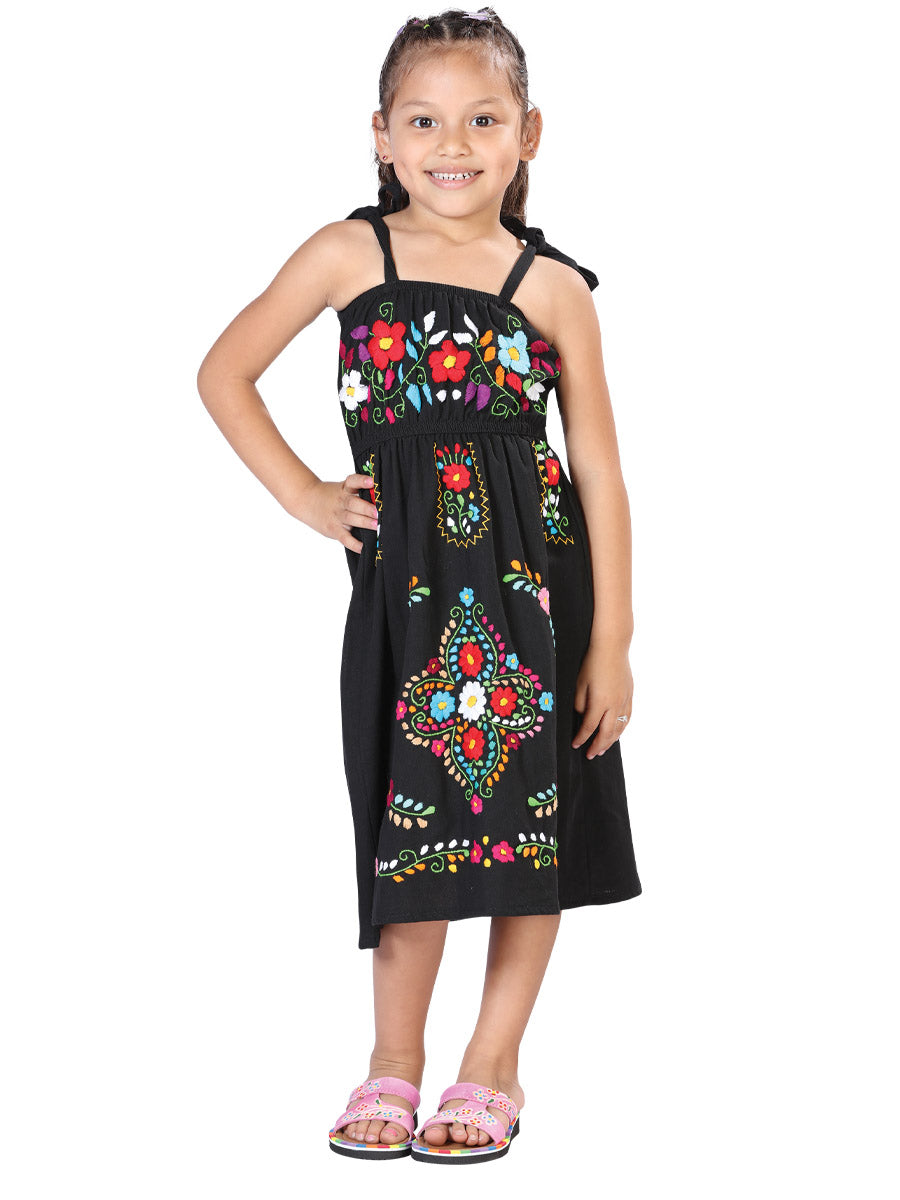 Artisanal Mexican Dress Cotton Black Artisanal Mexican Dress Cotton Black