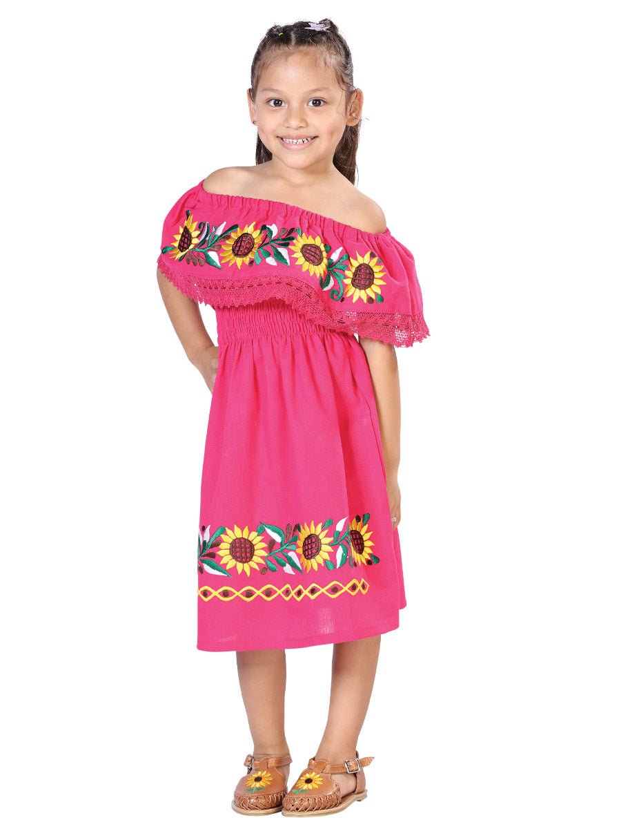 Artisanal Embroidered Dress 100% Cotton Fuchsia 603084, Girl's, Pink Artisanal Embroidered Dress 100% Cotton Fuchsia 603084, Girl's, Pink