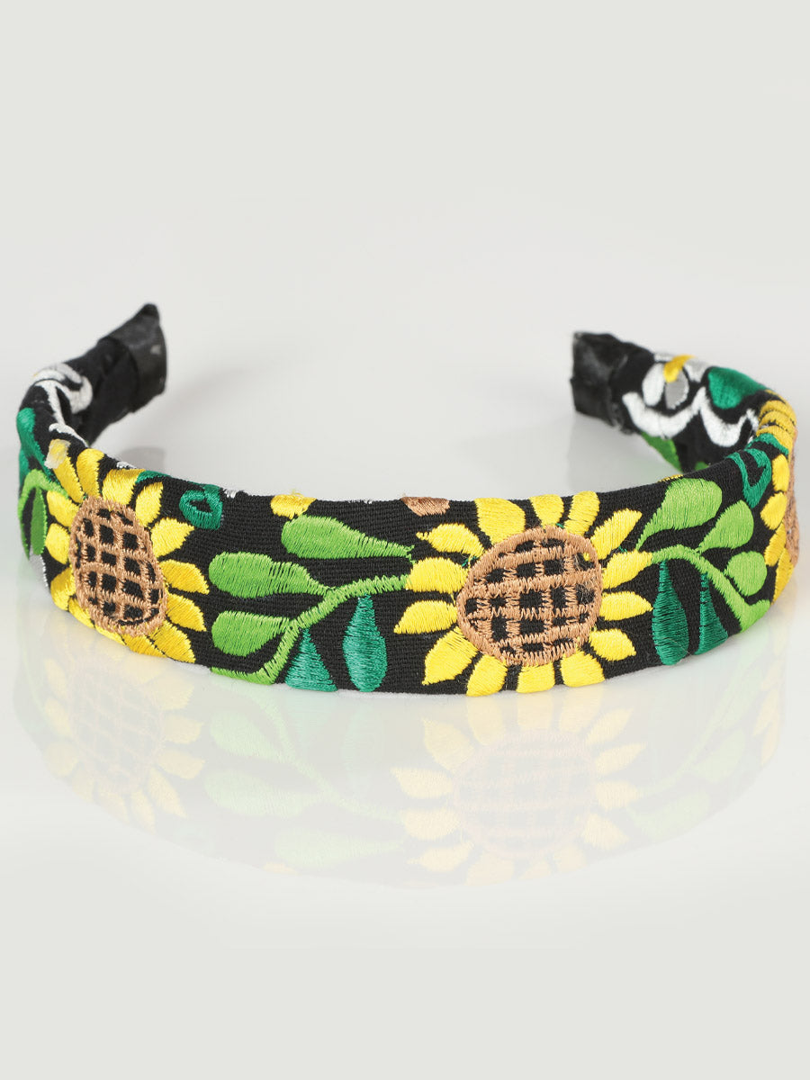 Black Artisanal Embroidered Headband