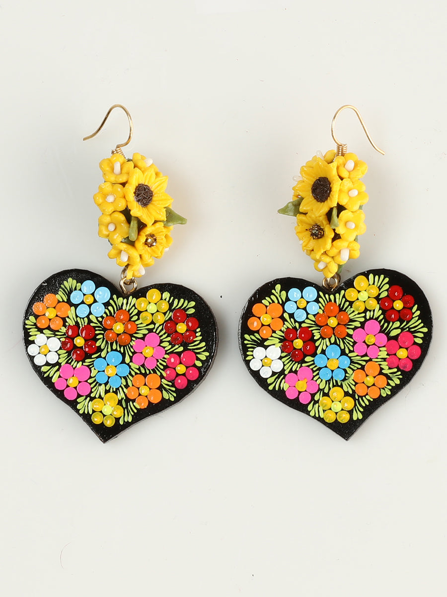 Artisanal Hand Painted Earrings Multicolor
