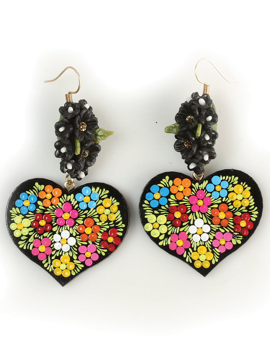 Artisanal Hand Painted Earrings Multicolor