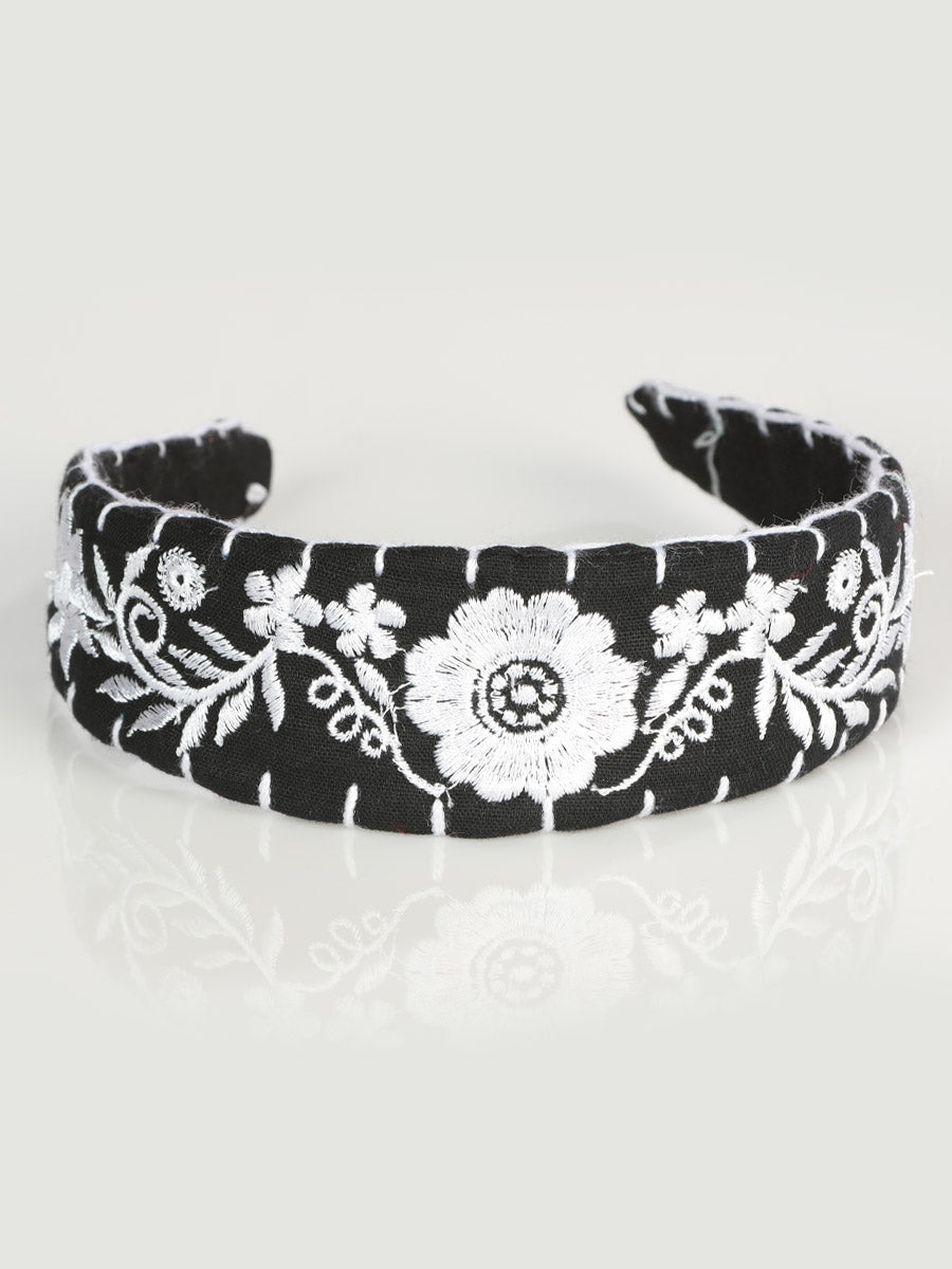 White Artisanal Embroidered Headband