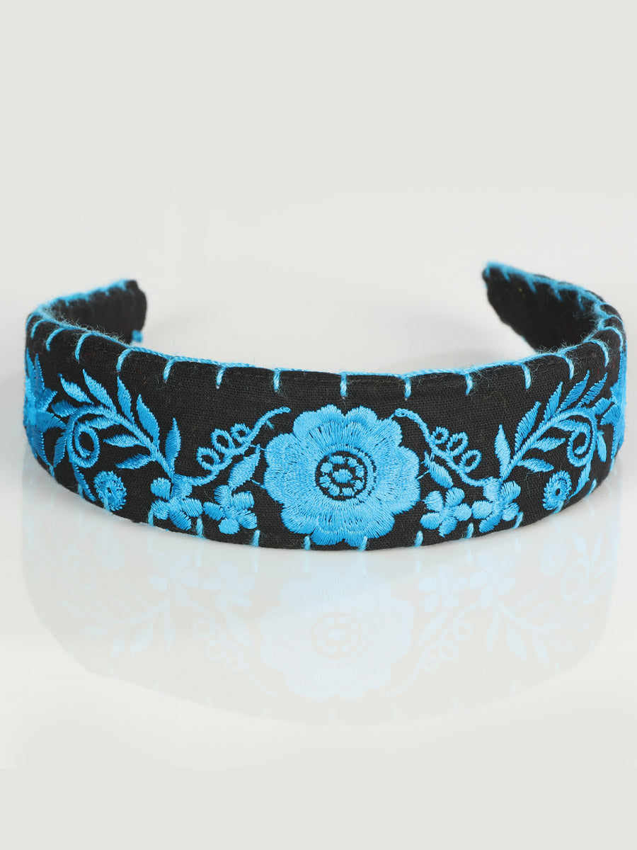 Blue Artisanal Embroidered Headband