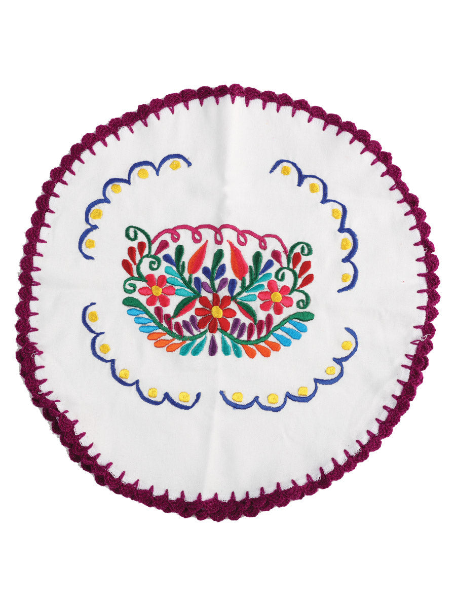 Artisanal Embroidered Tortilla Warmer White