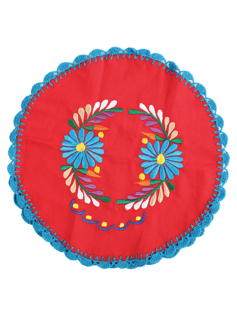 Artisanal Embroidered Tortilla Warmer Red