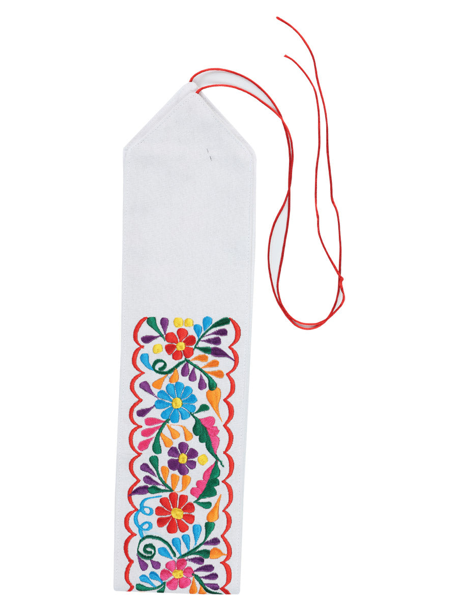 Artisanal Embroidered Belt Floral 100% Acrylic White