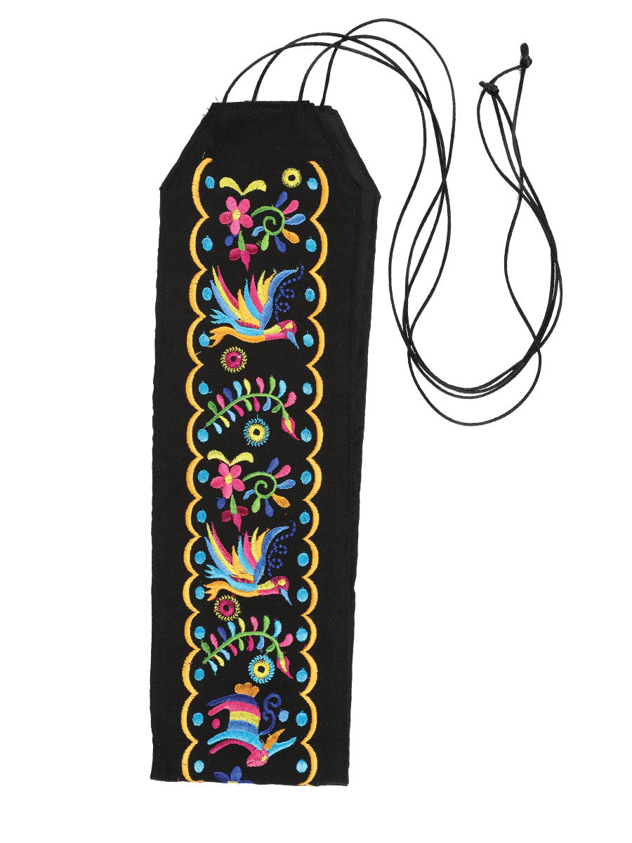 Artisanal Embroidered Belt Floral 100% Acrylic Black