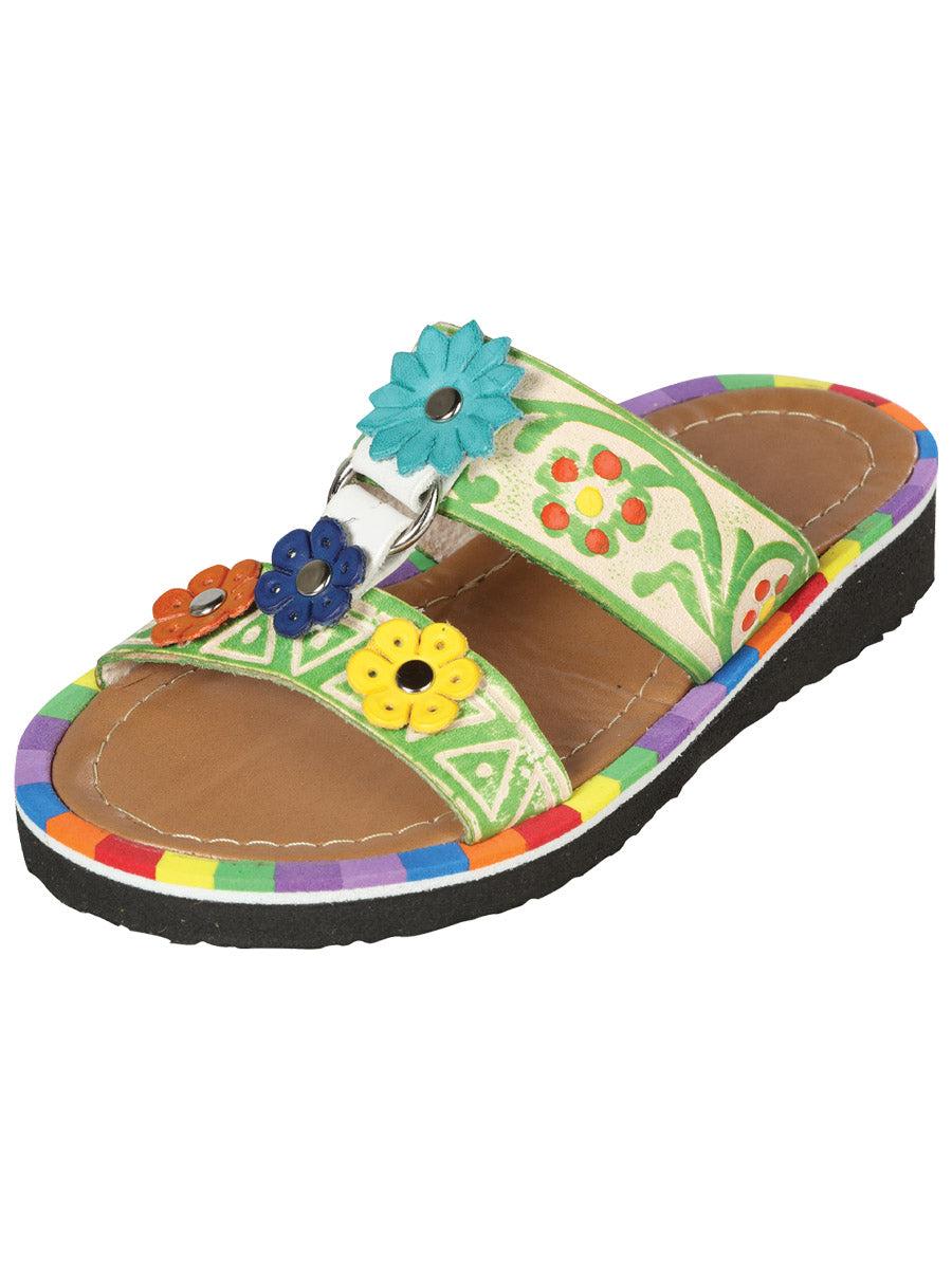 Sandalias Mexicanas Artesanales de Piel Multicolor
