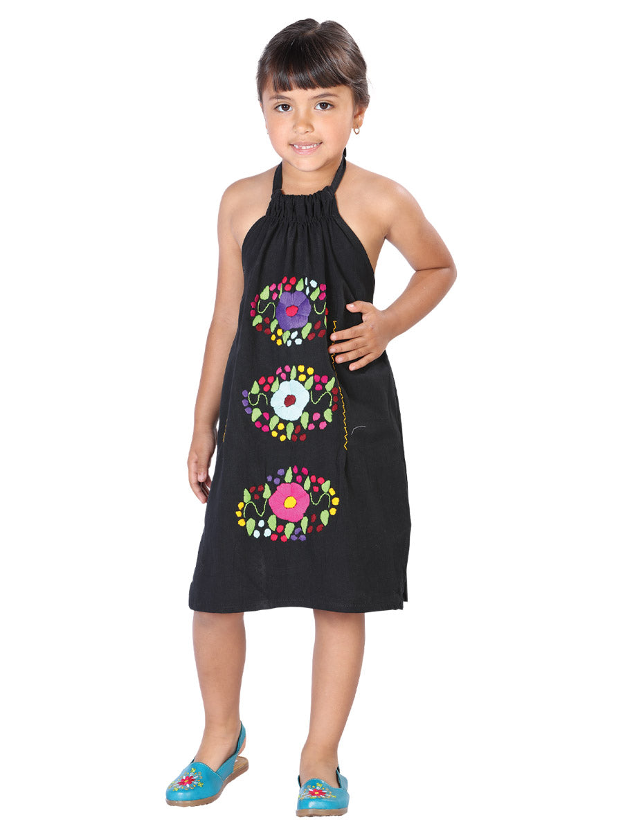 Vestido clásico bordado artesanal negro