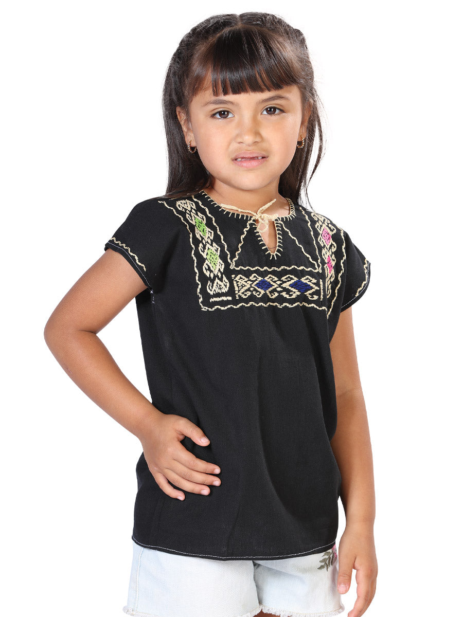 Blusa Bordada Artesanal 100% Algodón Negra