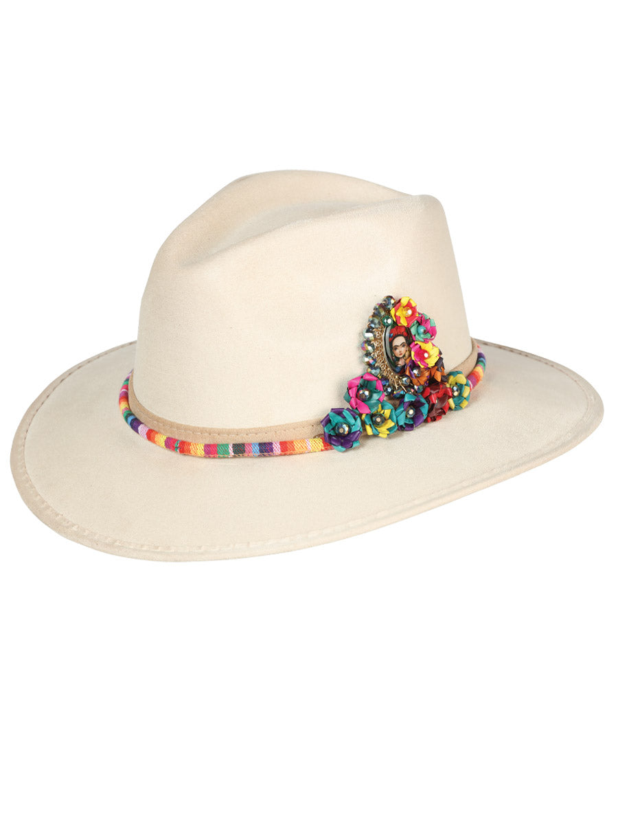 Artisanal Hat Frida Medallion Suede Beige