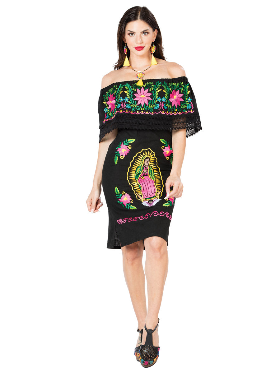 Artisanal Embroidered Dress Cotton Black