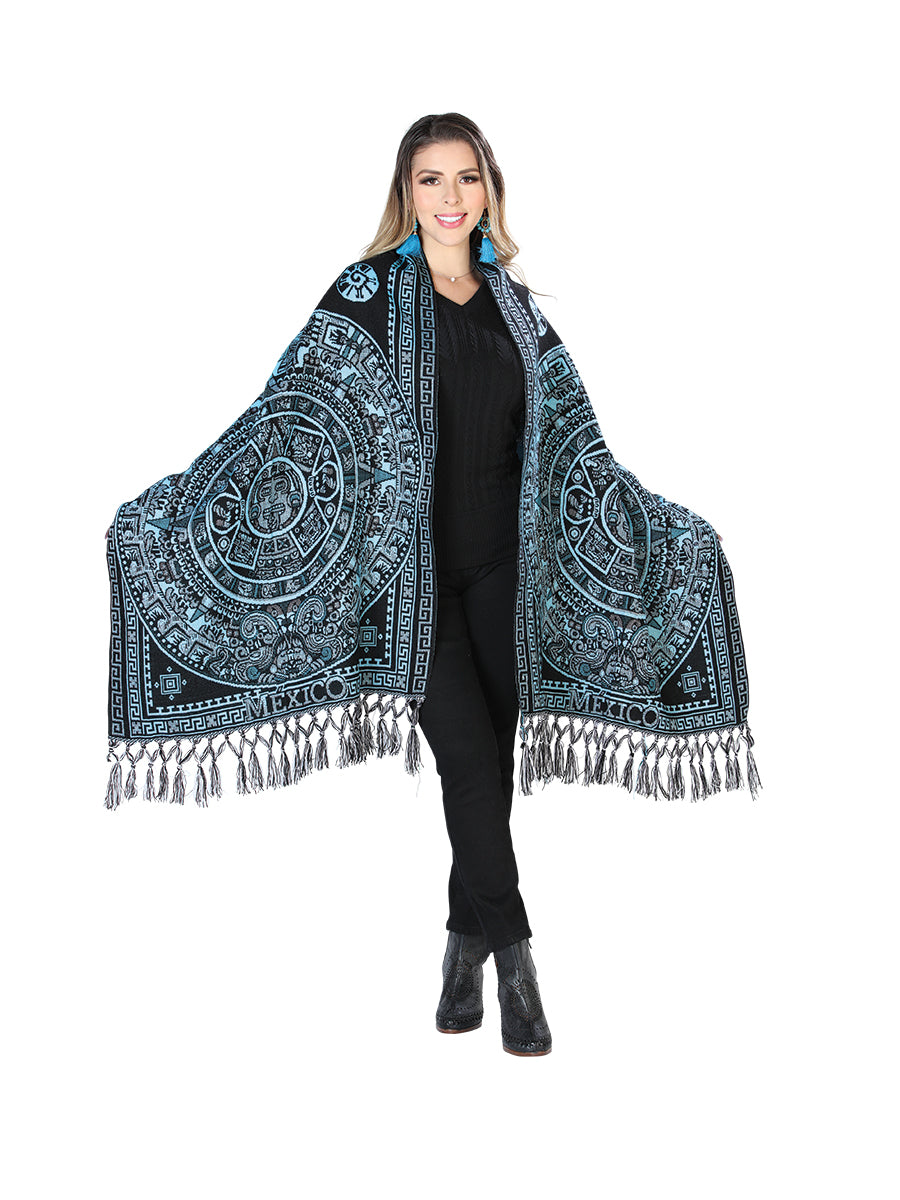 Mexican Artisanal Shawl in Blue