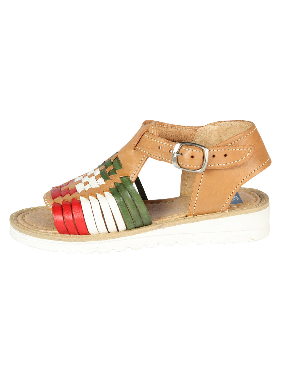 Sandalias Artesanales Mexicanas de Piel Tricolor 