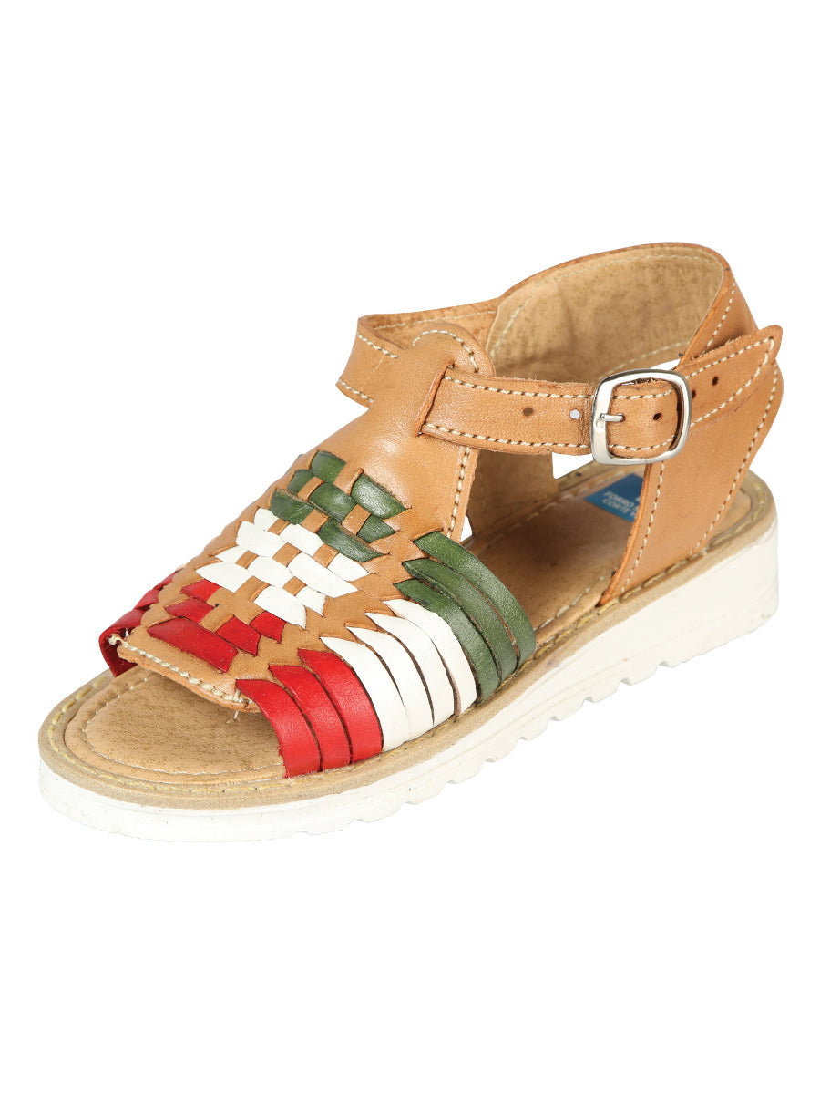 Sandalias Artesanales Mexicanas de Piel Tricolor 