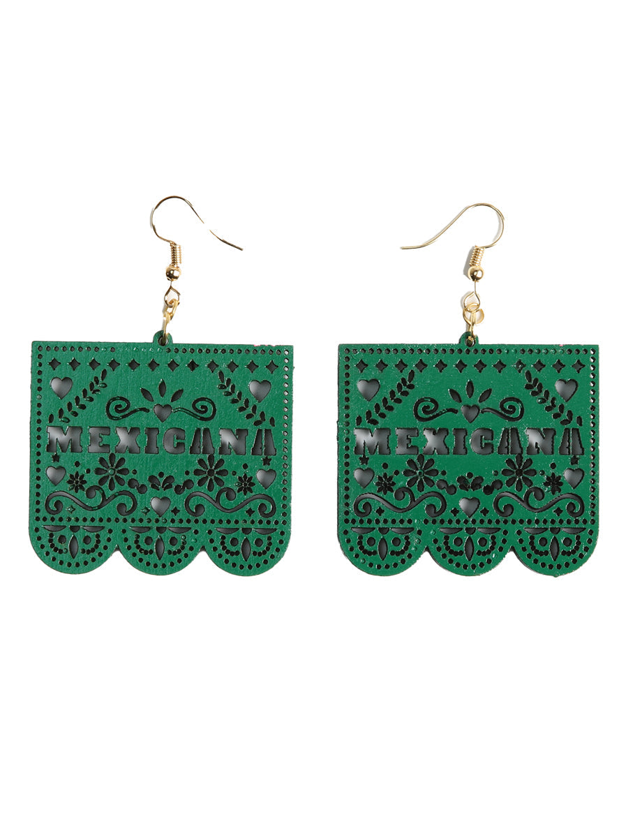 Artisanal Handmade Earrings Wood Green