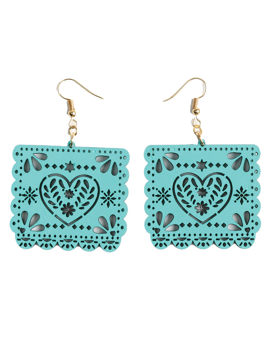 Artisanal Handmade Earrings Wood Emerald