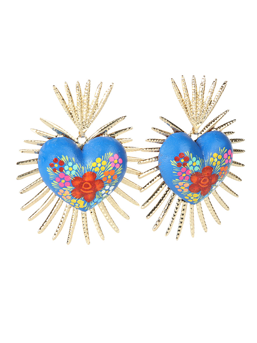 Artisanal Hand Painted Earrings Blue