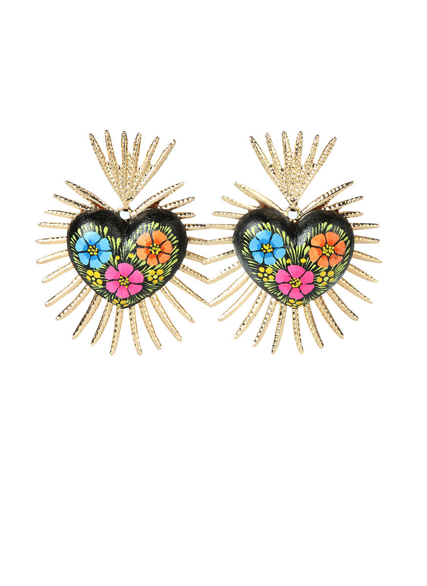 Artisanal Hand Painted Earrings Black