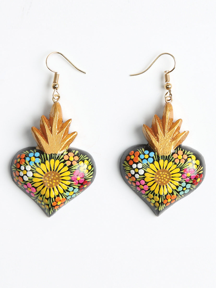 Artisanal Hand Painted Earrings Black