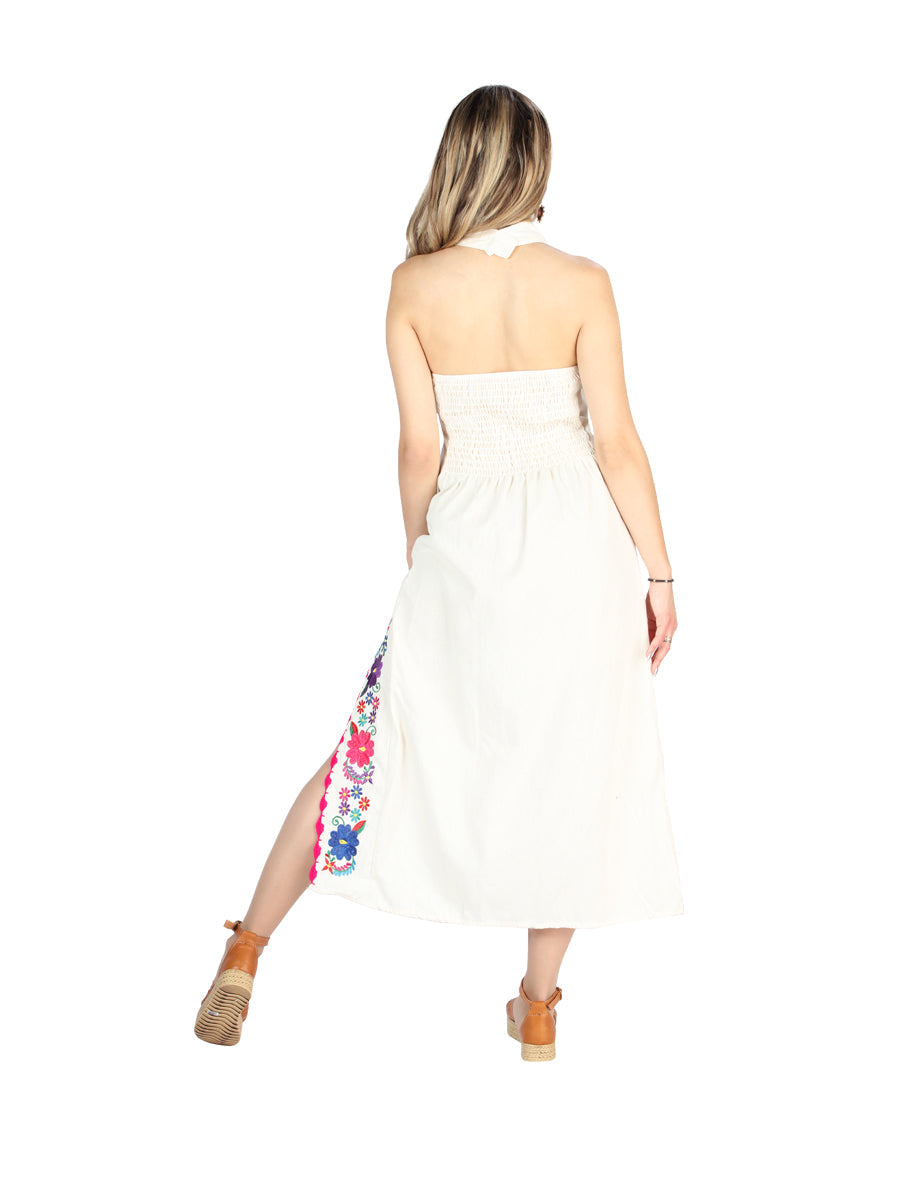 Artisanal Embroidered Dress Cotton White