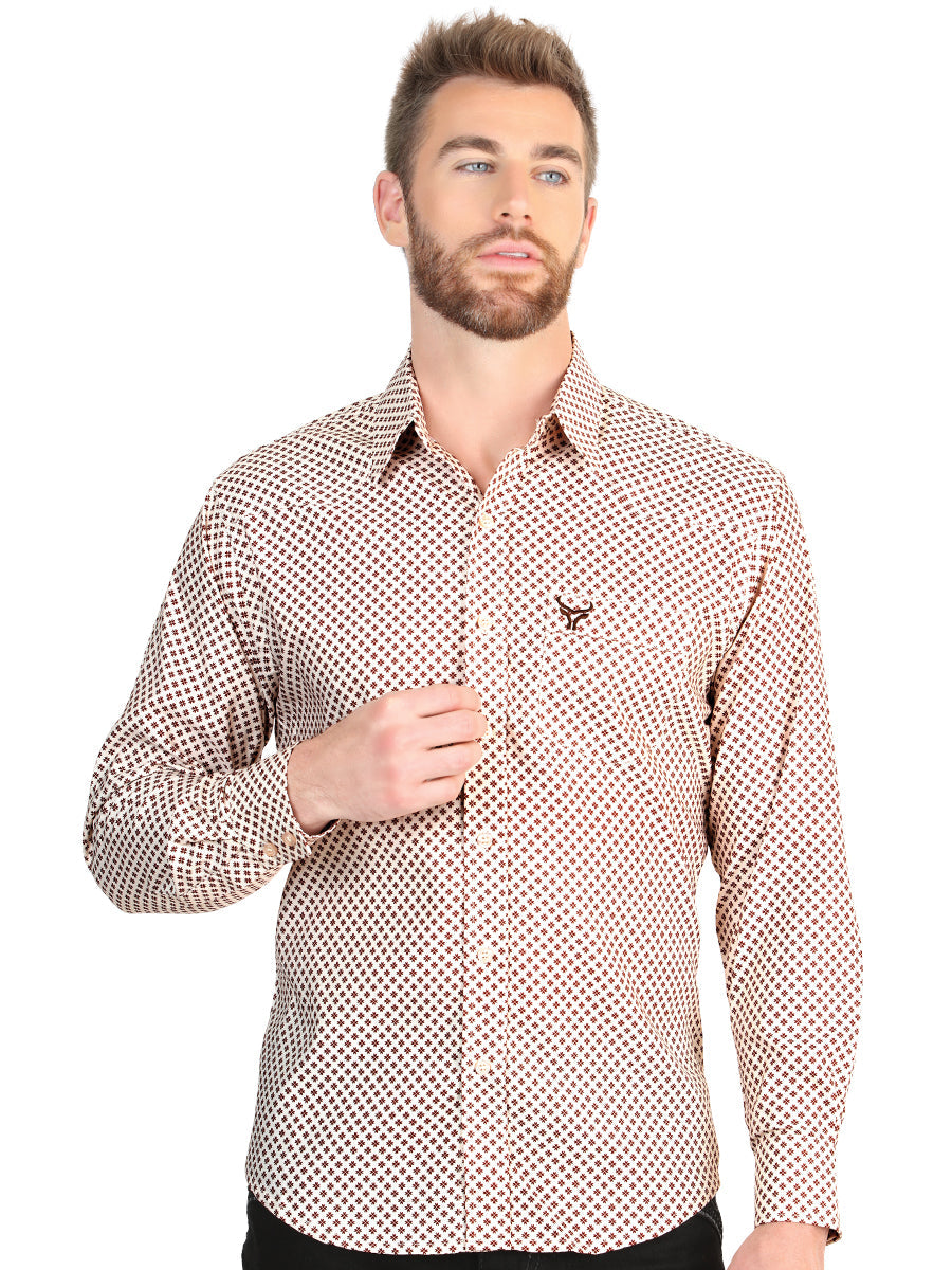 El General Men’s Slim Fit Long Sleeve Western Shirt - Khaki