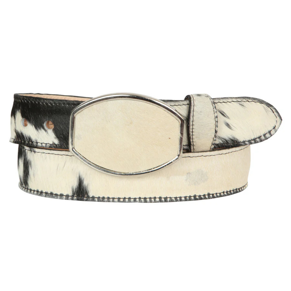 El General Men’s Western Belt - Cowhide Hair Print - Black/White